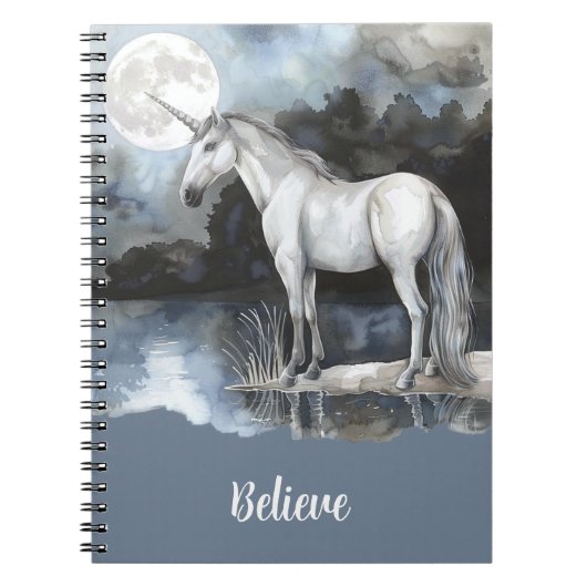 Carnet Licorne Pleine Lune Croire (Devant)