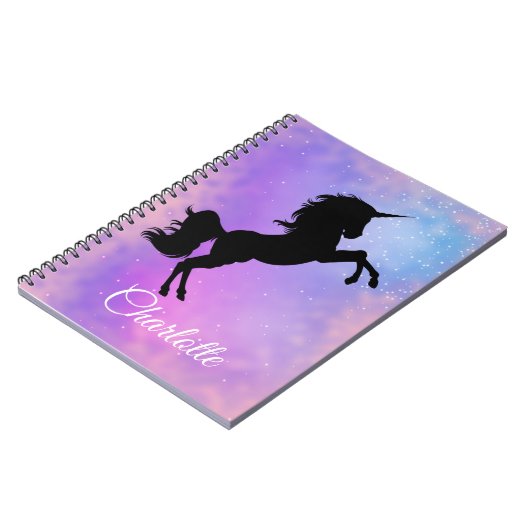 Carnet Licorne pourpre nommée faite sur commande mignonne (Côté gauche)