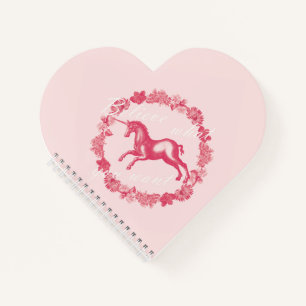 Carnet Licorne rose et fleurs