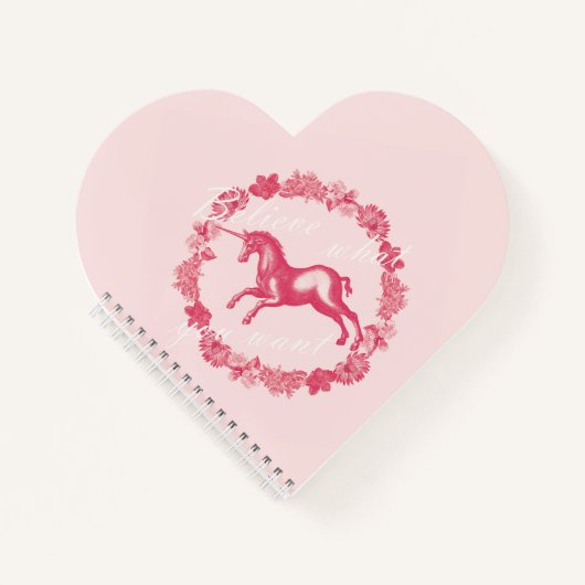 Carnet Licorne rose et fleurs (Devant)