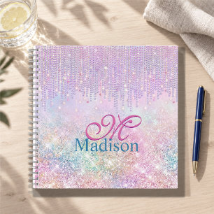 Carnet Licorne Rose Mignonne Paillettes strass Monogramme