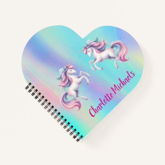 Carnet Licorne rose violet holographique retour à l'école (Devant)
