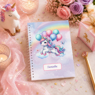 Carnet Licorne scintillante rose violet cadeau de fille p