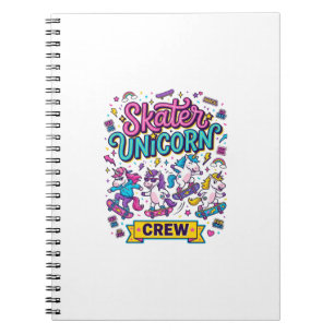 Carnet Licorne Skater Licorne Crew Rétro Style Imprimé su