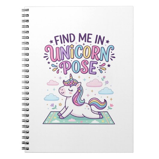 Carnet Licorne Trouvez-moi en Licorne Pose Impression Prê (Devant)