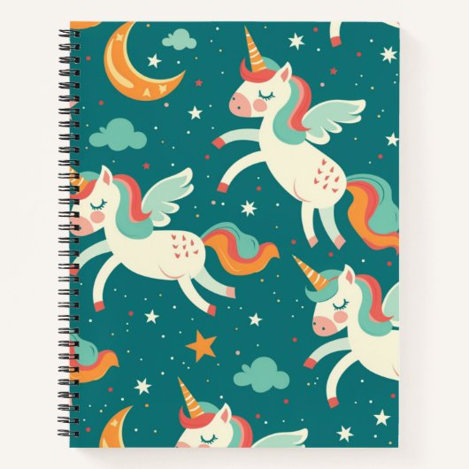 Carnet Licorne verte pour enfants (Devant)