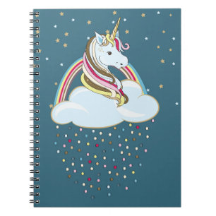 Carnet Licorne Vintage : Illustration de Nuages Arc-en-Ci