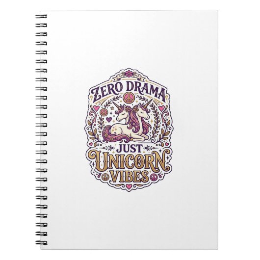 Carnet Licorne Zéro Drame Juste Licorne Vibes Élégant Bla (Devant)