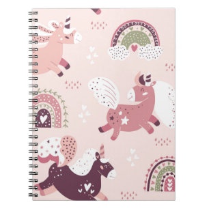Carnet Licornes Arcs-en-ciel : Fond Magique Pastel.