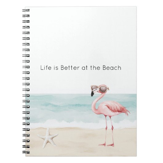 Carnet Life is Better at the Beach Starfish Flamingo (Devant)