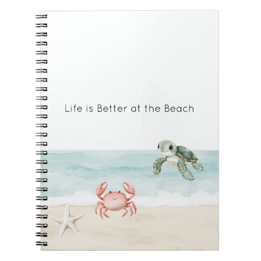 Carnet Life is Better at the Beach Starfish Sea Turtle (Devant)
