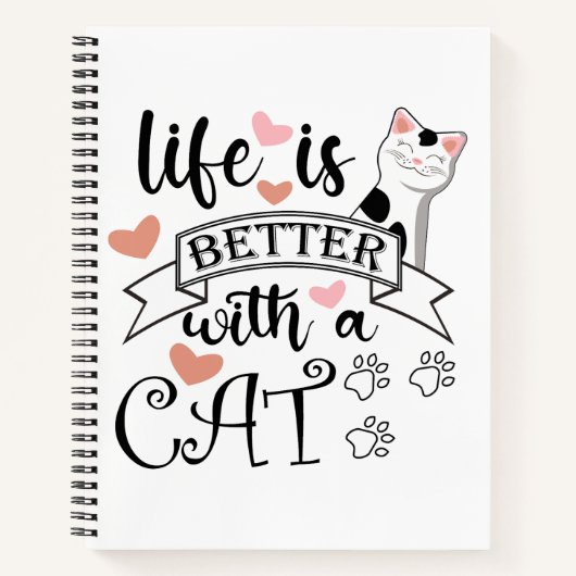 Carnet Life is Better With a Cat quote slogan (Devant)