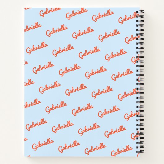 Carnet Light Blue Orange Name Personalized Script Notes (Dos)