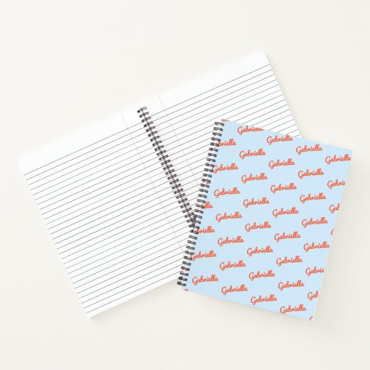 Carnet Light Blue Orange Name Personalized Script Notes (Intérieur)