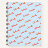 Carnet Light Blue Orange Name Personalized Script Notes (Devant)