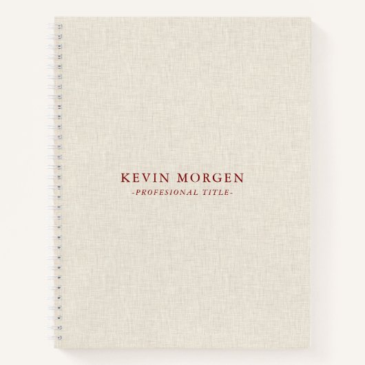 Carnet Light cream linen texture brown typography (Devant)