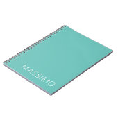 Carnet Light Teal Trendy Modern Minimalist Chic Name (Côté gauche)