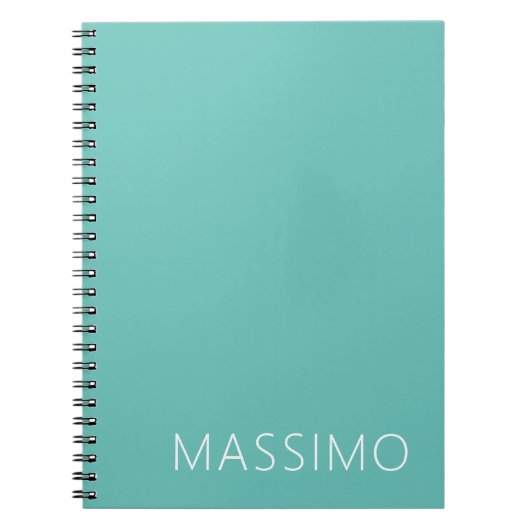 Carnet Light Teal Trendy Modern Minimalist Chic Name (Devant)