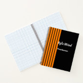 Carnet Lignes à rayures orange sur fond noir (Intérieur)