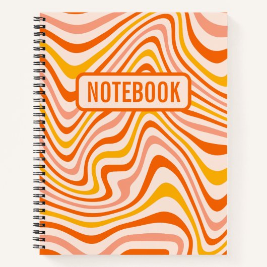 Carnet Lignes Abstraites Orange Boho Retro (Devant)