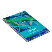 Carnet Lignes bleues et vertes modernes Abstrait (Côté Droit)