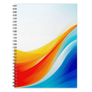 Carnet Lignes courbes abstraites rétro orange et bleu