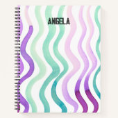 Carnet Lignes d'aquarelles violettes et vertes (Devant)
