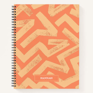 Carnet Lignes de pinceau orange motif géométrique personn