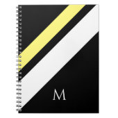 Carnet Lignes diagonales initiales personnalisées en noir (Devant)