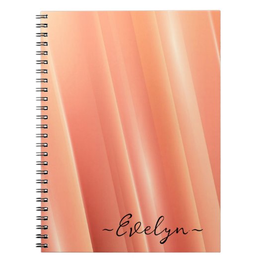 Carnet Lignes dynamiques de dégradé orange Nom élégant (Devant)