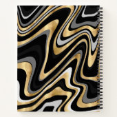 Carnet Lignes Wavy Or Noir Rétro Design moderne (Dos)