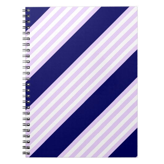 Carnet Lilac and white stripes pattern with navy blue (Devant)