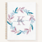 Carnet Lilac Aquarelle Florale Wreath Monogramme (Devant)