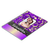 Carnet Lilac et dentelle noire damasée (Côté gauche)