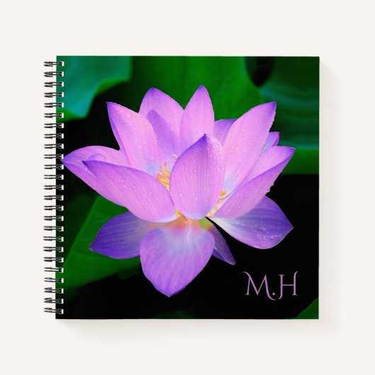 Carnet Lilac Lotus Flower Monogramme (Devant)