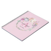 Carnet Lilac Monogram Pastel Floral Line Art Wreath (Côté gauche)