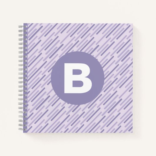 Carnet Lilas Moderne Violet Monogramme en Bandes Diagonal (Devant)