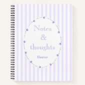 Carnet Lilas Violet Blanc Coquette Esthétique  Monogramme (Devant)
