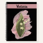 Carnet Lily of the Valley Happiness Personnalisé Black (Devant)