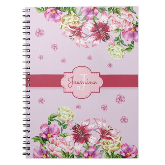 Carnet Lily & Peony Floral Purple (Devant)
