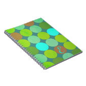 Carnet Lime Vert Turquoise Turquoise & Rust Cercles Monog (Côté Droit)