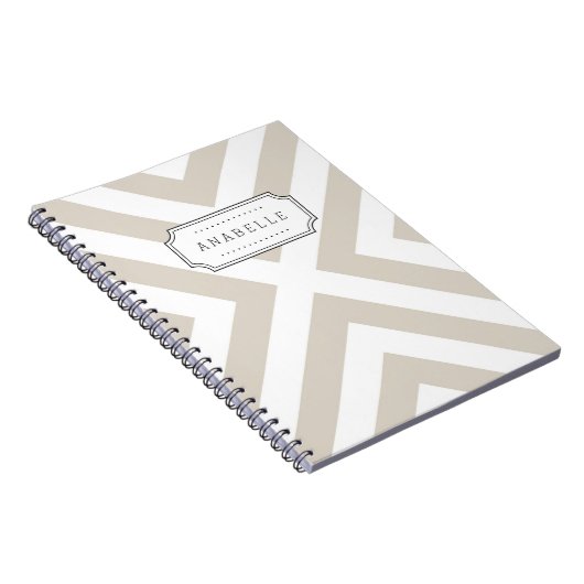 Carnet Lin Beige Mod X Chevron Monogramme (Côté Droit)