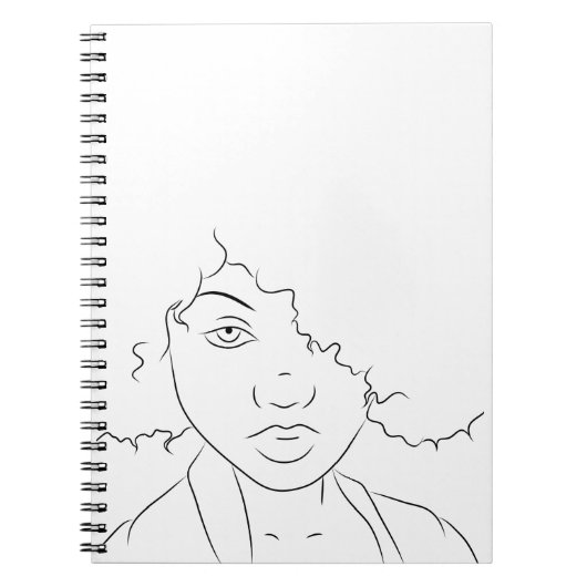 Carnet Line Art Curly Hair Girl (Devant)