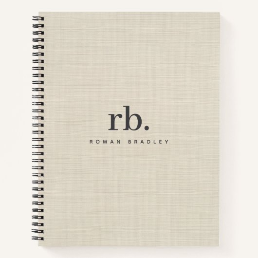 Carnet Linge Beige Crème Texture Simple Élégant Monogramm (Devant)