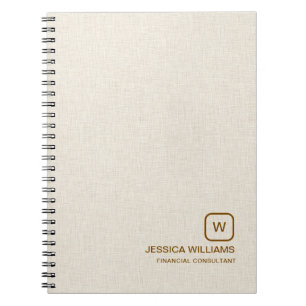 Carnet Linge beige personnalisé typographie brun simple