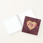 Carnet Linge rustique monogramme floral cœur joli (Intérieur)