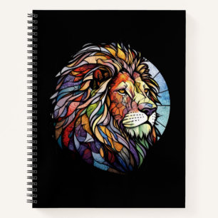 Carnet Lion Animal Portrait Vitrail Forêt faunique