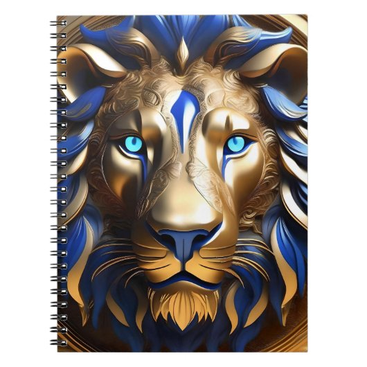Carnet Lion bleu saphir et or (Devant)