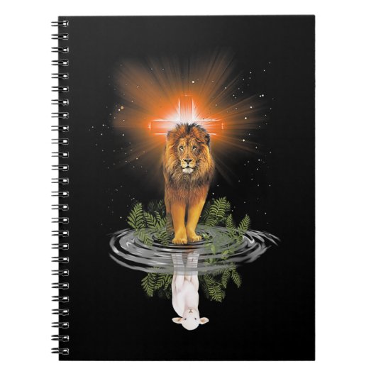 Carnet Lion Croix Jésus Réflexion Eau Miroir Sheep T-S (Devant)