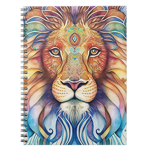 Carnet Lion d'aquarelle mystique (Devant)